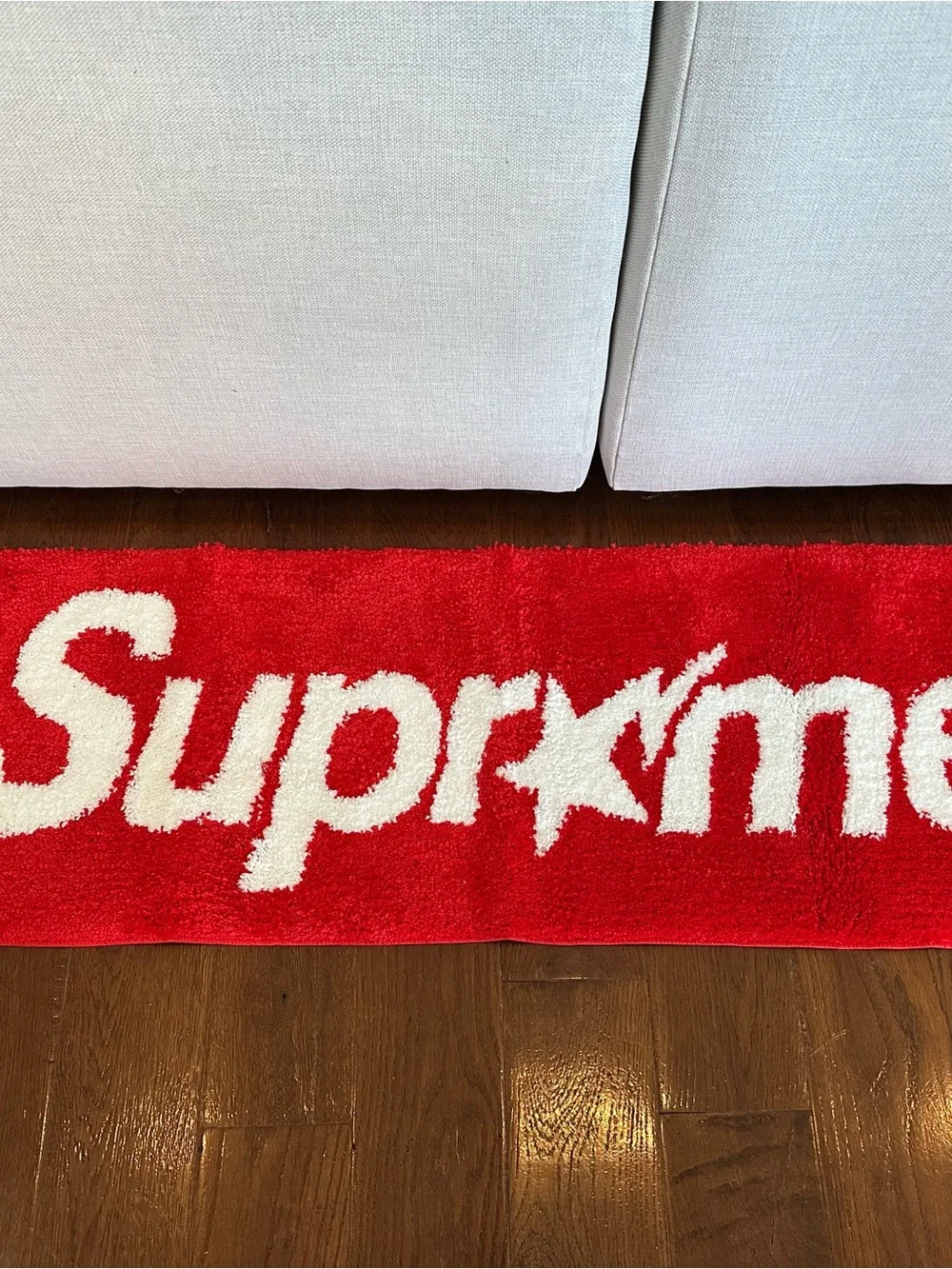 Supreme Red and White Logo Rug